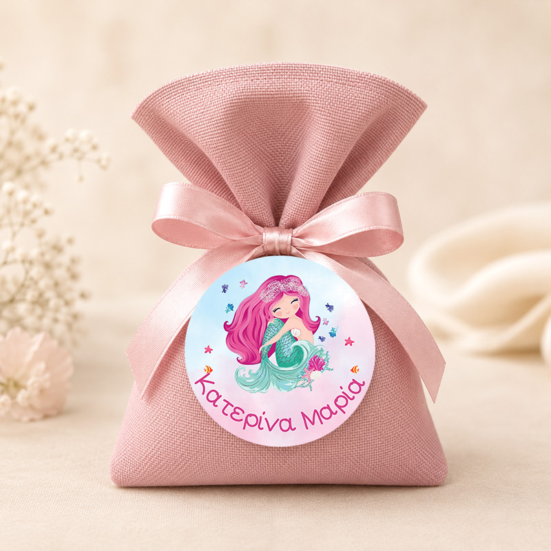 1048bob Our Baby Mermaid 2mpomponieres baftisis myalbum wooden koritsi agori pougi