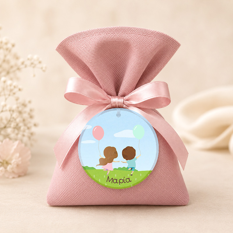 1056bob Happy Twins 2mpomponieres baftisis myalbum wooden koritsi agori pougi