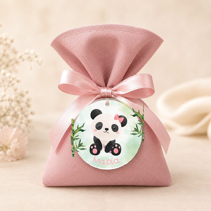 1071bob Baby Girl Panda 2mpomponieres baftisis myalbum wooden koritsi agori pougi