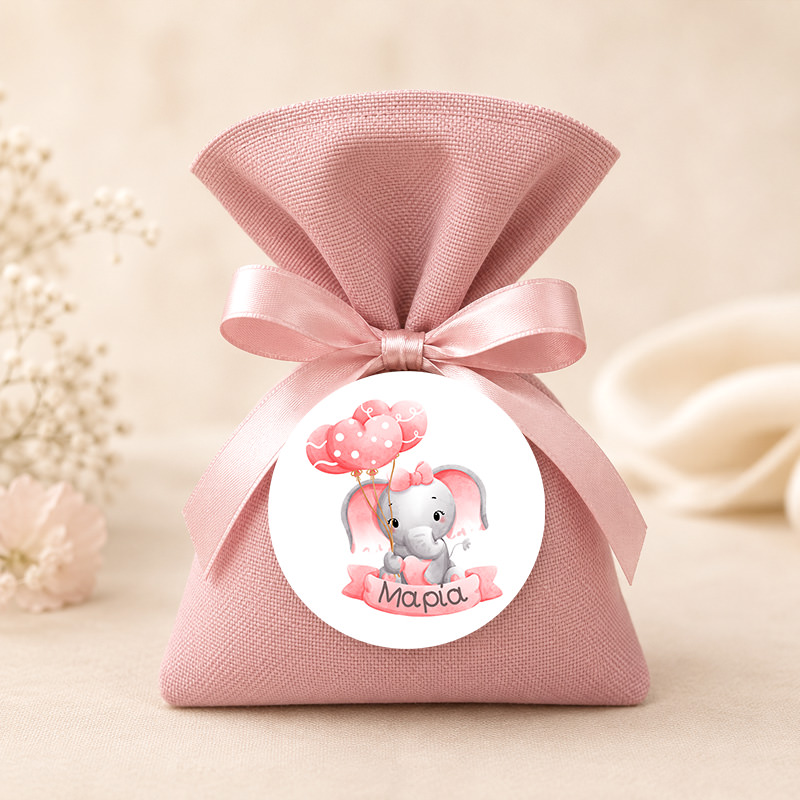 1083bob Pink Elephant 2mpomponieres baftisis myalbum wooden koritsi agori pougi