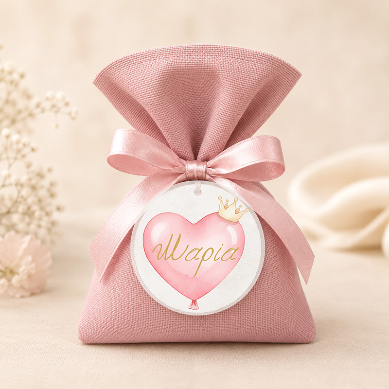 1091bob Pink Heart 2mpomponieres baftisis myalbum wooden koritsi agori pougi