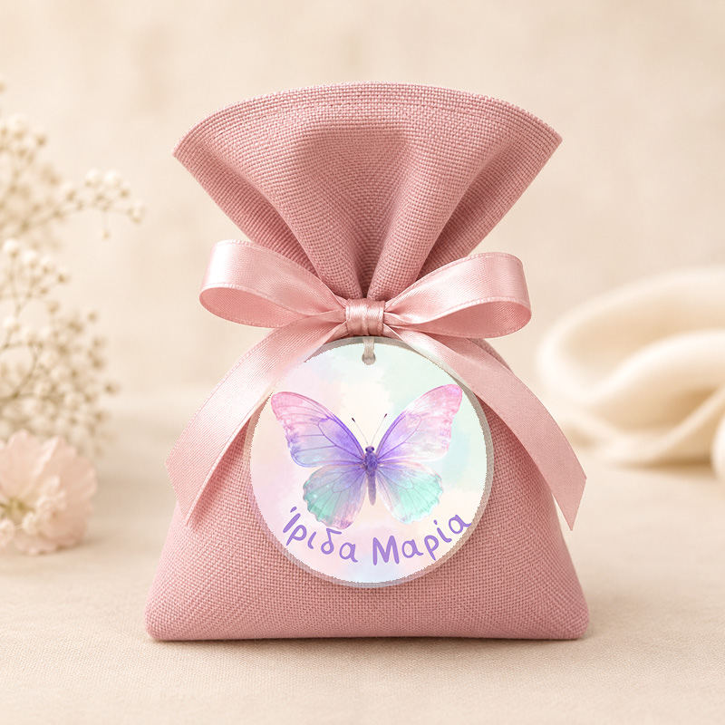 1115bob Shiny Butterfly 2mpomponieres baftisis myalbum wooden koritsi agori pougi