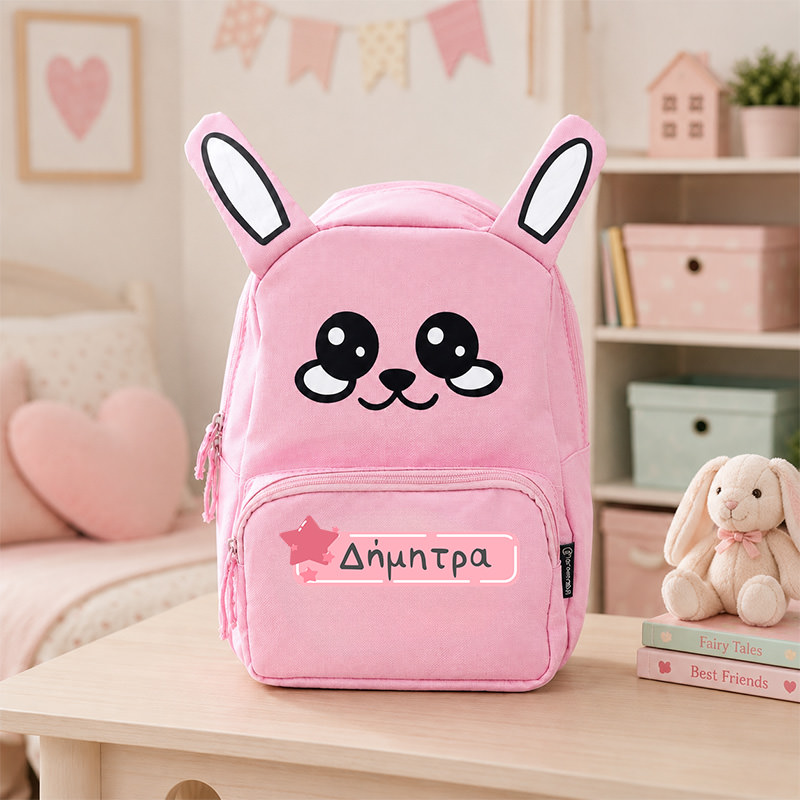 1018 bunny Τσάντα Νηπιαγωγείου myalbum sxoliki tsanta nipion ektiposi kai onoma kounelaki